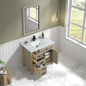 Legion Furniture WV2236 36 Inch Freestanding Single Sink Bathroom Vanity with Carrara White Marble Top