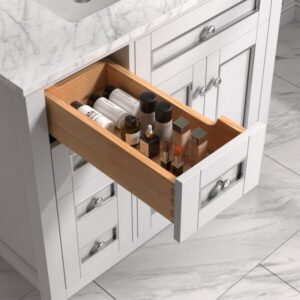 Legion Furniture WV2236 36 Inch Freestanding Single Sink Bathroom Vanity with Carrara White Marble Top