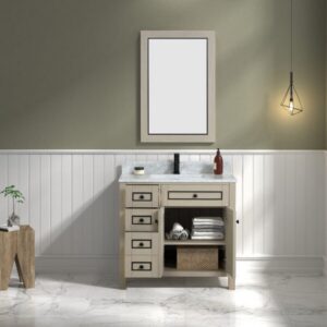 Legion Furniture WV2236 36 Inch Freestanding Single Sink Bathroom Vanity with Carrara White Marble Top