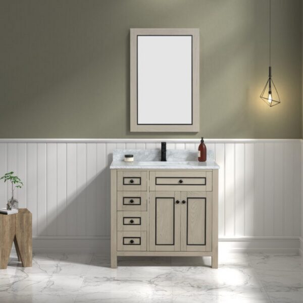 Legion Furniture WV2236 36 Inch Freestanding Single Sink Bathroom Vanity with Carrara White Marble Top