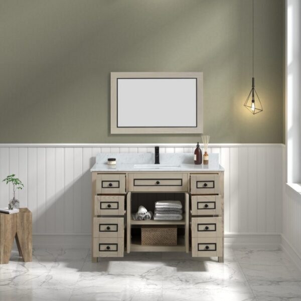 Legion Furniture WV2248 48 Inch Freestanding Single Sink Bathroom Vanity with Carrara White Marble Top