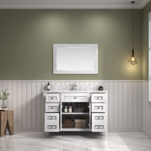 Legion Furniture WV2248 48 Inch Freestanding Single Sink Bathroom Vanity with Carrara White Marble Top