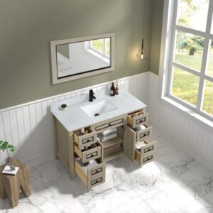 Legion Furniture WV2248 48 Inch Freestanding Single Sink Bathroom Vanity with Carrara White Marble Top