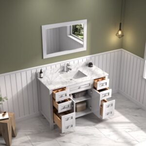 Legion Furniture WV2248 48 Inch Freestanding Single Sink Bathroom Vanity with Carrara White Marble Top