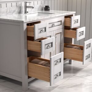 Legion Furniture WV2248 48 Inch Freestanding Single Sink Bathroom Vanity with Carrara White Marble Top