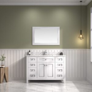 Legion Furniture WV2248 48 Inch Freestanding Single Sink Bathroom Vanity with Carrara White Marble Top