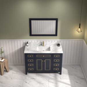 Legion Furniture WV2248 48 Inch Freestanding Single Sink Bathroom Vanity with Carrara White Marble Top