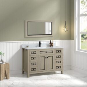 Legion Furniture WV2248 48 Inch Freestanding Single Sink Bathroom Vanity with Carrara White Marble Top