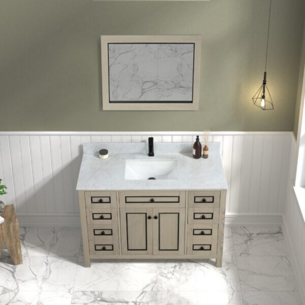 Legion Furniture WV2248 48 Inch Freestanding Single Sink Bathroom Vanity with Carrara White Marble Top