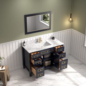 Legion Furniture WV2248 48 Inch Freestanding Single Sink Bathroom Vanity with Carrara White Marble Top