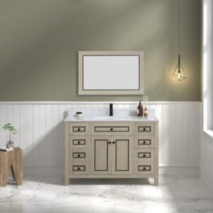 Legion Furniture WV2248 48 Inch Freestanding Single Sink Bathroom Vanity with Carrara White Marble Top