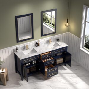 Legion Furniture WV2272 72 Inch Freestanding Double Sink Bathroom Vanity with Carrara White Marble Top