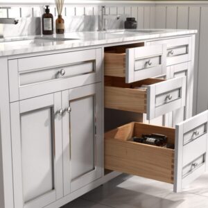 Legion Furniture WV2272 72 Inch Freestanding Double Sink Bathroom Vanity with Carrara White Marble Top