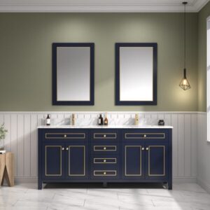 Legion Furniture WV2272 72 Inch Freestanding Double Sink Bathroom Vanity with Carrara White Marble Top