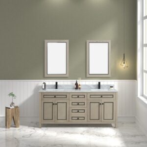 Legion Furniture WV2272 72 Inch Freestanding Double Sink Bathroom Vanity with Carrara White Marble Top