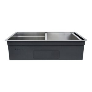 Nantucket Sinks ZR-PS-3620-16 Pro Series 36 Inch Large Prep Station Single Bowl Undermount Stainless Steel Kitchen Sink with Compatible Accessories