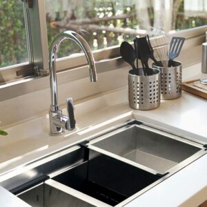 Nantucket Sinks ZR-PS-3620-16 Pro Series 36 Inch Large Prep Station Single Bowl Undermount Stainless Steel Kitchen Sink with Compatible Accessories