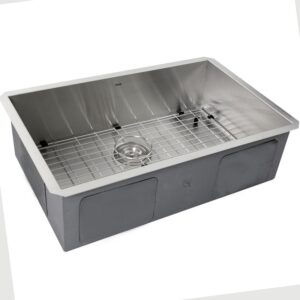 Nantucket Sinks ZR2818-8-16 Pro Series 28 Inch Large Rectangle Single Bowl Undermount Zero Radius Stainless Steel Kitchen Sink