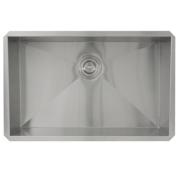 Nantucket Sinks ZR2818-8-16 Pro Series 28 Inch Large Rectangle Single Bowl Undermount Zero Radius Stainless Steel Kitchen Sink