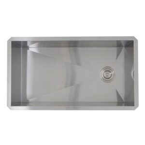 Nantucket Sinks ZR3218-OSD Pro Series 32 Inch Large Rectangle Single Bowl Undermount Small Radius Stainless Steel Kithcen Sink