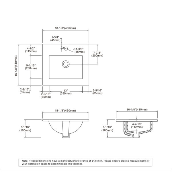 Dowell Topmount Bathroom Ceramic Basin 000 1816B