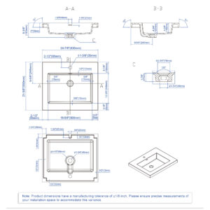 Dowell Topmount Bathroom Resin Basin 000 2522BP