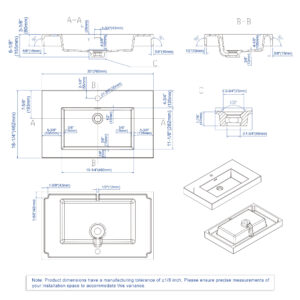 Dowell Topmount Bathroom Resin Basin 000 3018BP