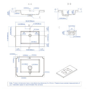 Dowell Topmount Bathroom Resin Basin 000 3122BP