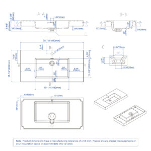 Dowell Topmount Bathroom Resin Basin 000 3618BP