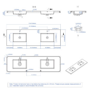 Dowell Topmount Bathroom Resin Basin 000 7322BP-BL