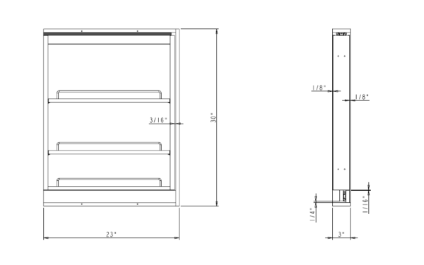 Dowell 3″ Base Filler Pullout with Adjustable Shelves-4005 0330