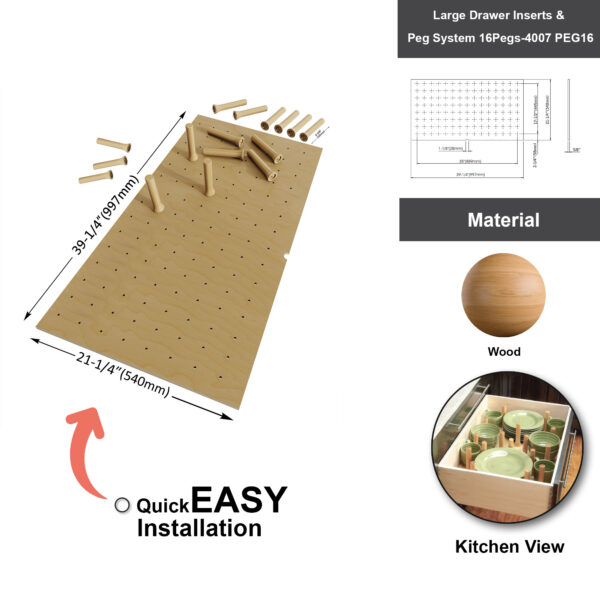 Dowell Large Drawer Inserts & Peg System 16Pegs-4007 PEG16