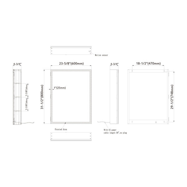 Dowell LED aluminum medicine cabinet with Induction switch 5003 2431 ML