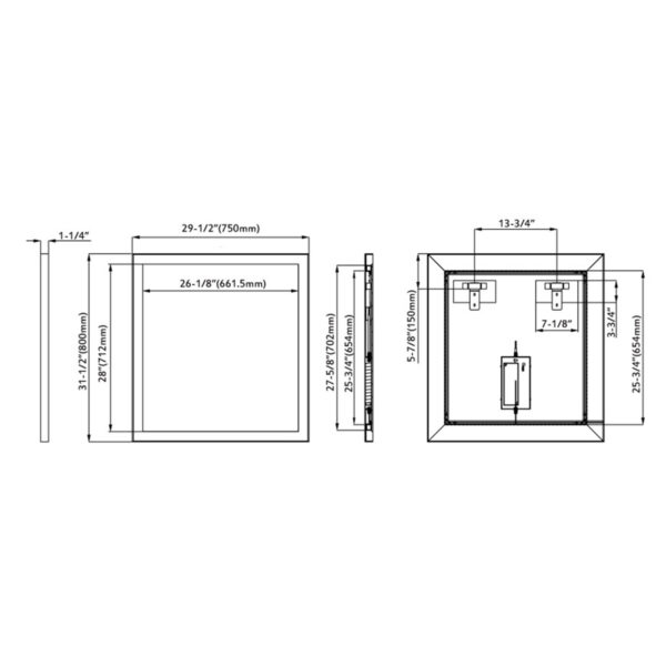 Dowell Black Alu Frame Mirror 5005 3031