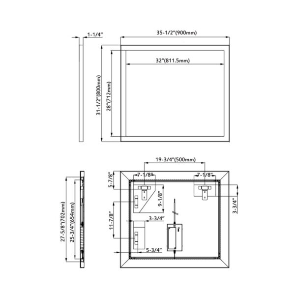 Dowell Black Alu Frame Mirror 5005 3631