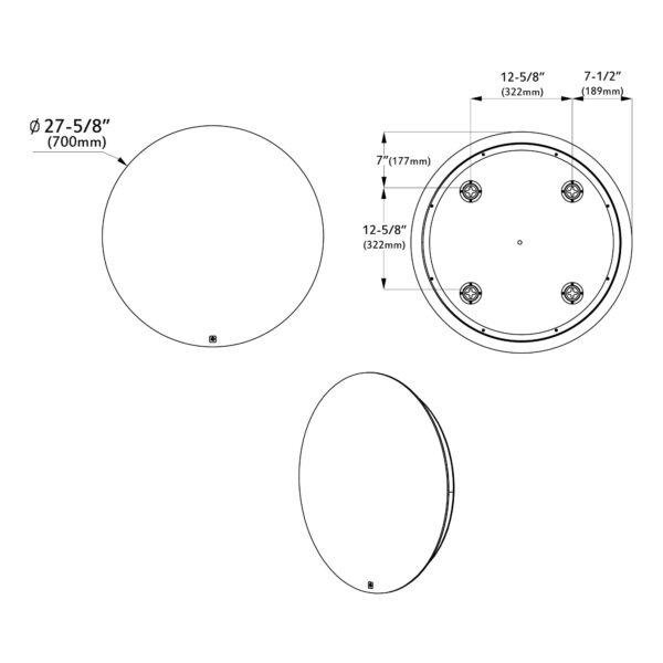 Dowell Round Tunnel Look LED Mirror 5006 027 10ML