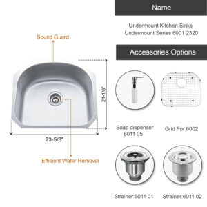 Dowell Undermount Kitchen Sinks Undermount Series 6001 2320