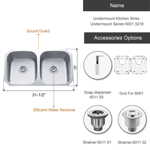 Dowell Undermount Kitchen Sinks Undermount Series 6001 3218