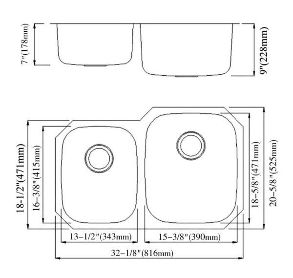 Dowell Undermount Kitchen Sinks Undermount Series 6001 3220RT