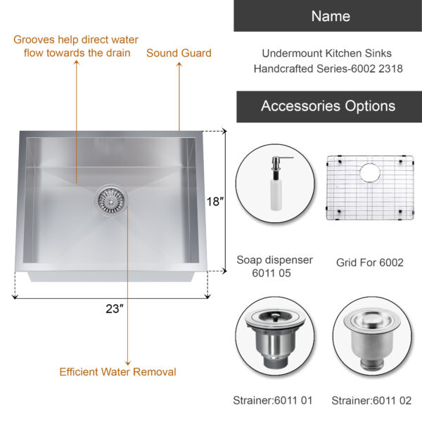 Dowell Undermount Kitchen Sinks Handcrafted Series-6002 2318