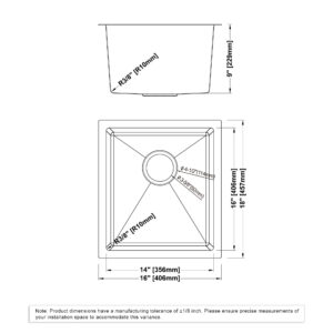 Dowell Undermount Kitchen Sinks Handcrafted Small-Radius Corner (R10) Series 6005 1618