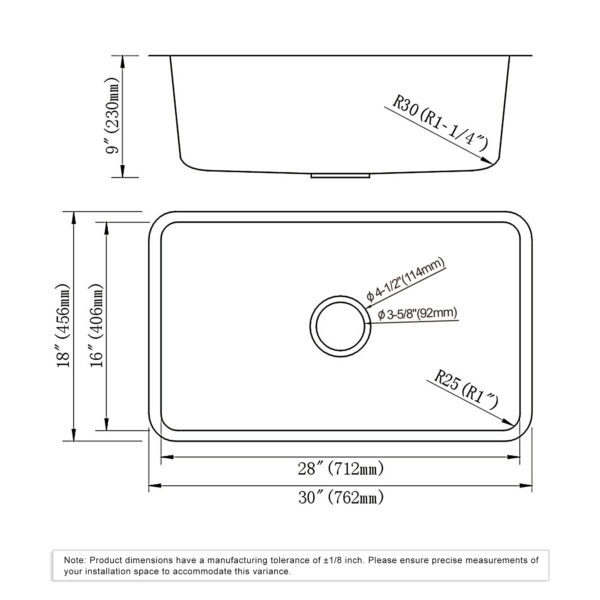 Dowell Undermount Kitchen Sinks Handcrafted Small-Radius Corner (R25) Series 6005 3018