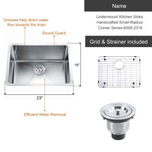 Dowell Undermount Kitchen Sinks Handcrafted Small-Radius Corner Series-6008 2318