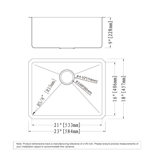 Dowell Undermount Kitchen Sinks Handcrafted Small-Radius Corner Series-6008 2318C