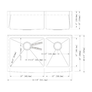 Dowell Undermount Kitchen Sinks Handcrafted Small-Radius Corner Series-6008 3620D