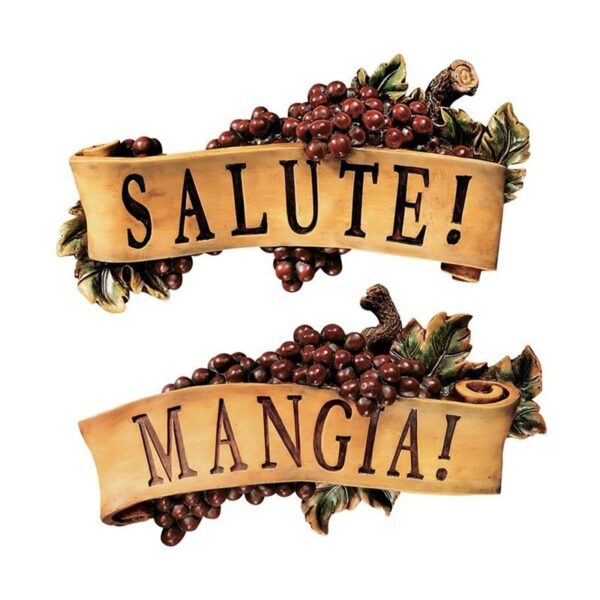 Design Toscano AH923111 12 1/2 Inch Set of Salute and Mangia Wall Plaques