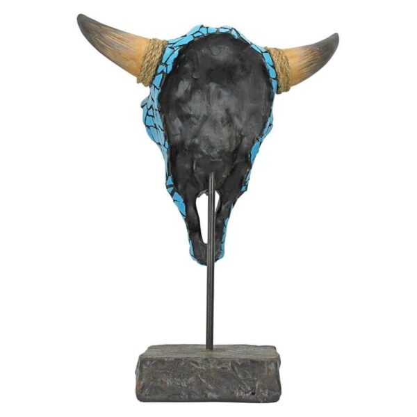 Design Toscano AL59134 11 1/2 Inch Western Faux Turquoise Cow Skull Statue