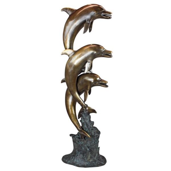 Design Toscano AS23142 18 1/2 Inch Triple Leap Dolphins Piped Statue