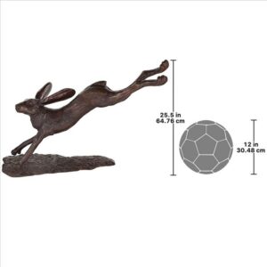 Design Toscano AS27234 15 Inch Leaping Hare Jumping Rabbit Cast Bronze Garden Statue