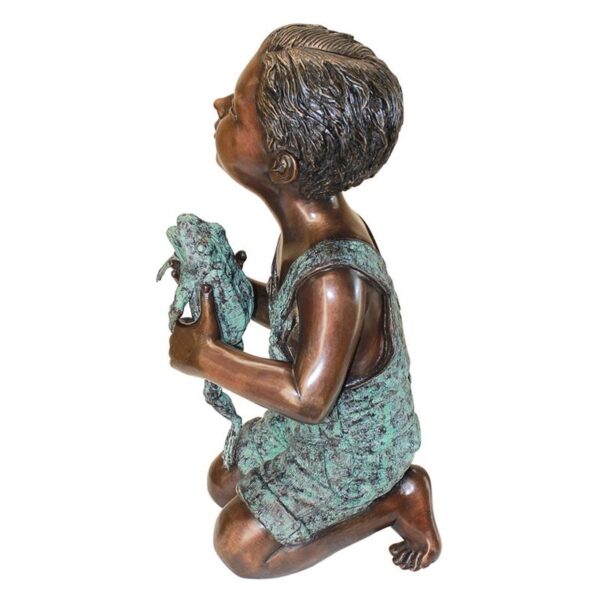 Design Toscano AS526040 10 1/2 Inch New Friend Boy with Frog Statue - Bronze